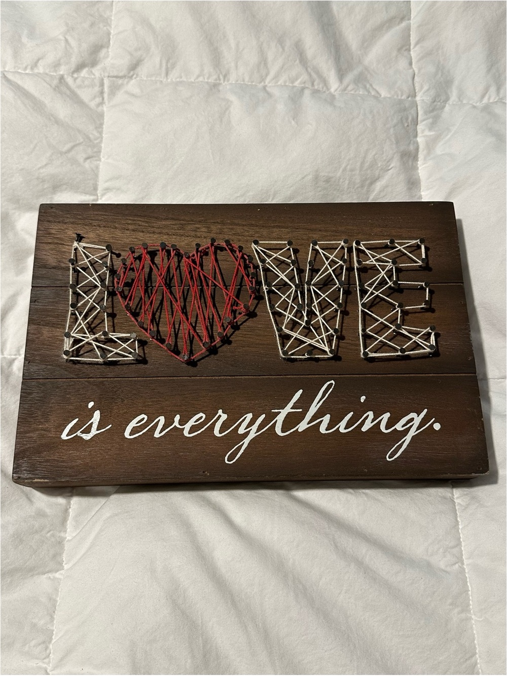 Rustic 'Love' String Art Wall Decor in Red and White